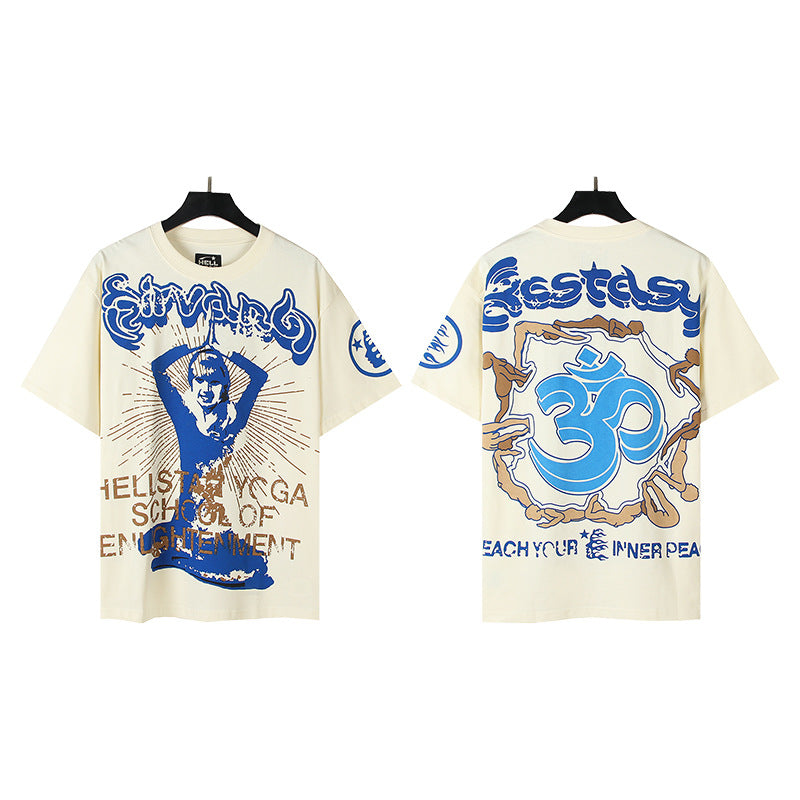 HS6008 High Street Hellstar Retro 100% Cotton Loose Short Sleeve T-shirt for Men and Women