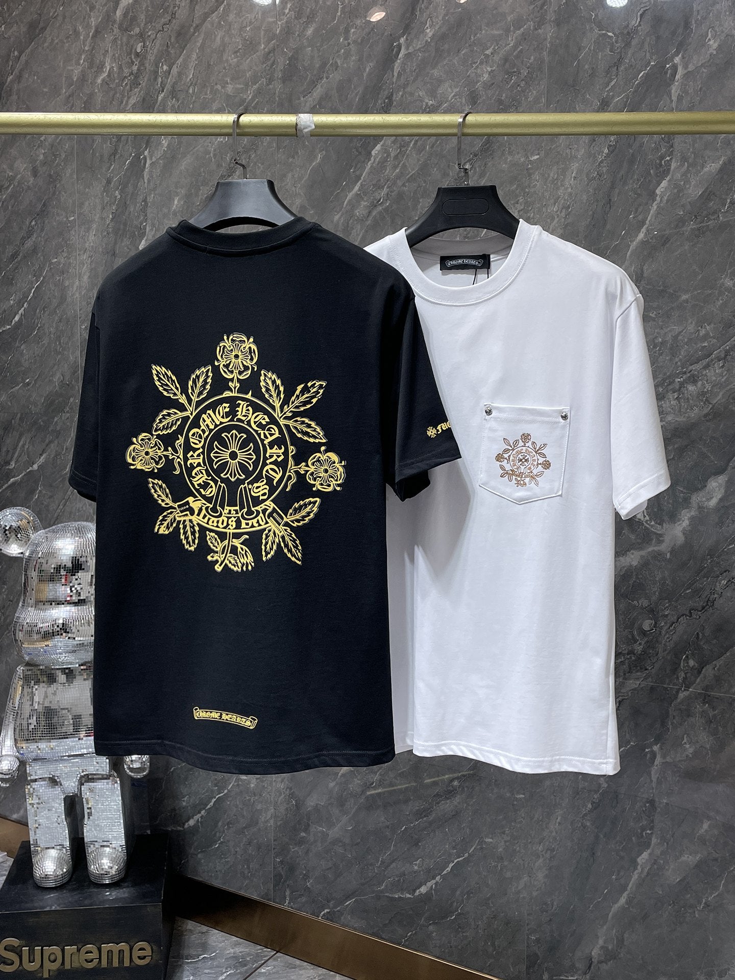 Chrome Hearts T-shirt Horseshoe Sanskrit Cross round Neck Short Sleeve