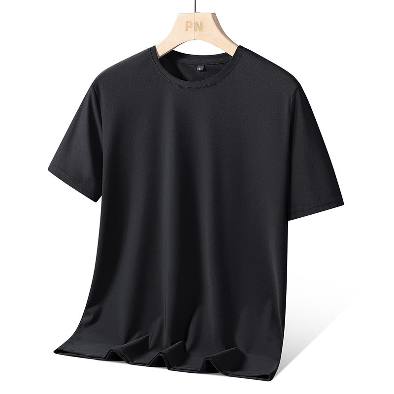 Ice silk short sleeve T T-shirt Men's Summer Loose round Neck Half Sleeve T T Shirt Top Breathable Quick-Drying Exercise Short Sleeves Men's Clothing