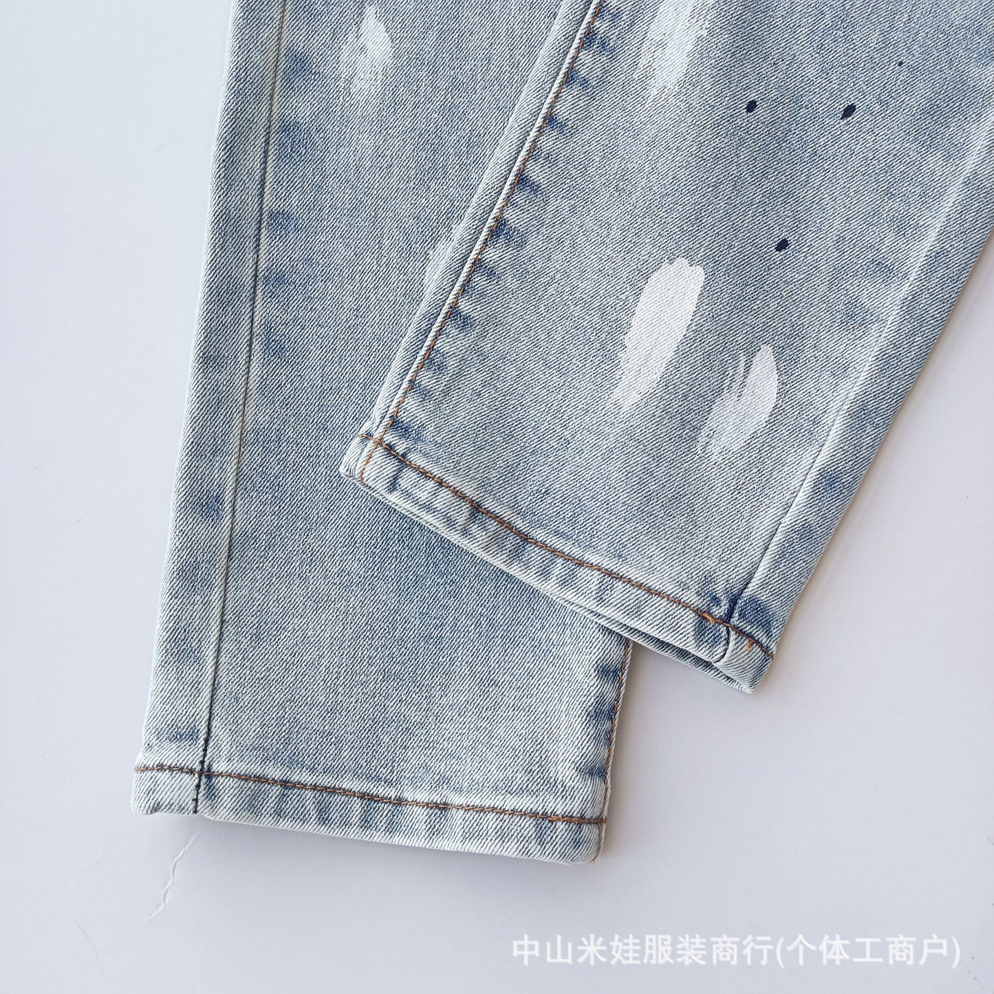 PP6606 PURPLE Jeans American Hip-Hop Ripped PB Ink Splash Jeans