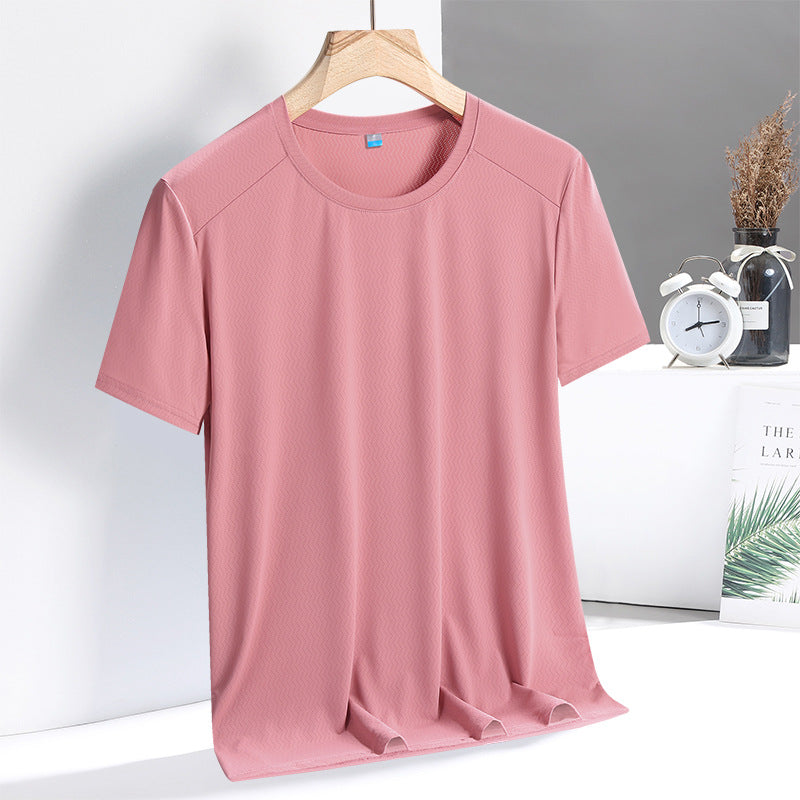 Neck Quick-Drying T-shirt Men's and Women's Workout Short Sleeve