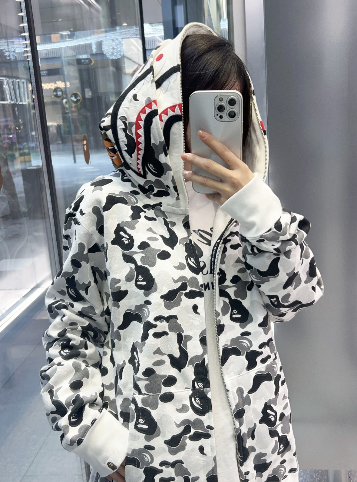 bape gray and white hoodies 100% cotton men hoodies