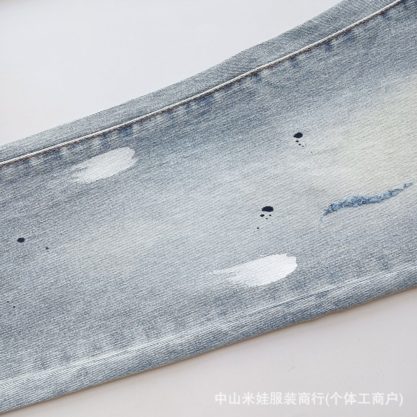 Pp6610 Purple Jeans American Style Hip Hop Ripped Splash-Ink Jeans