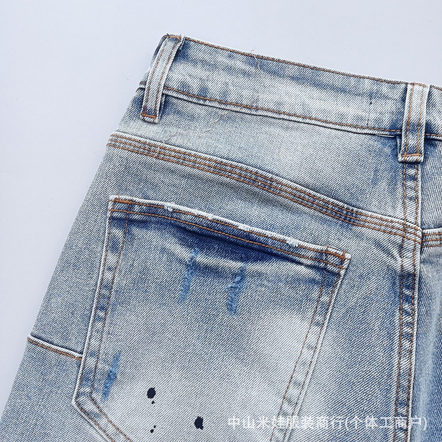 PP6606 PURPLE Jeans American Hip-Hop Ripped PB Ink Splash Jeans