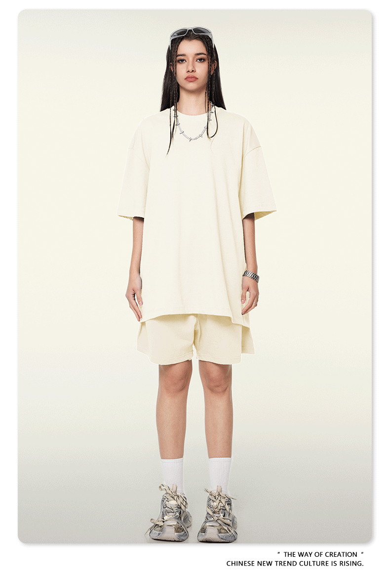 Be Men's 2024 Spring and Summer 305G Heavy T-shirt Men's American Cotton Fashion Brand Solid Color Short Sleeve Teen T-shirt