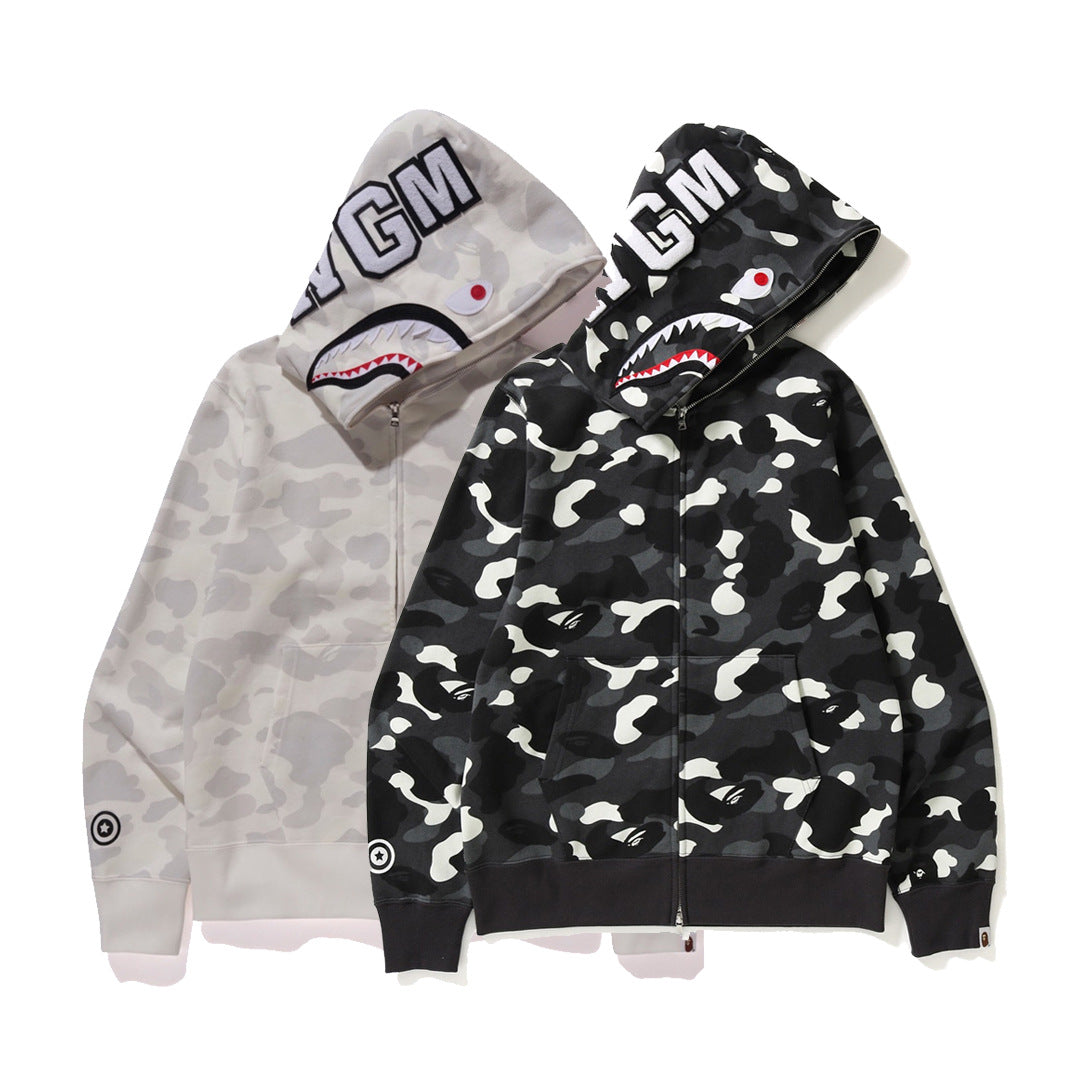 Bp5012 BAPE classic multi-color embroidery hooded cardigan
