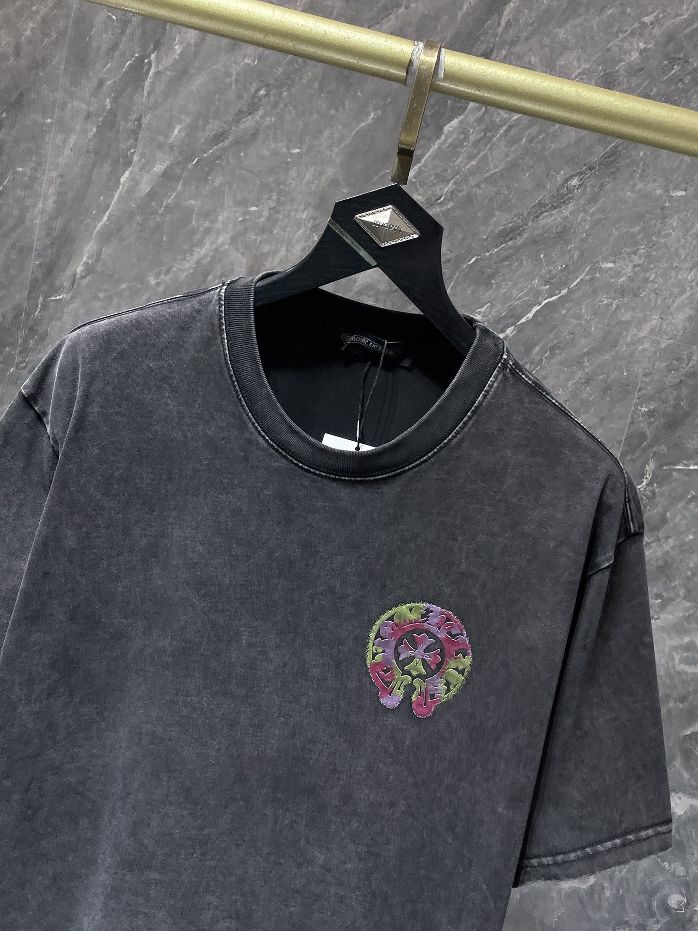 Chrome Hearts T-shirt Horseshoe Sanskrit Cross round Neck Short Sleeve