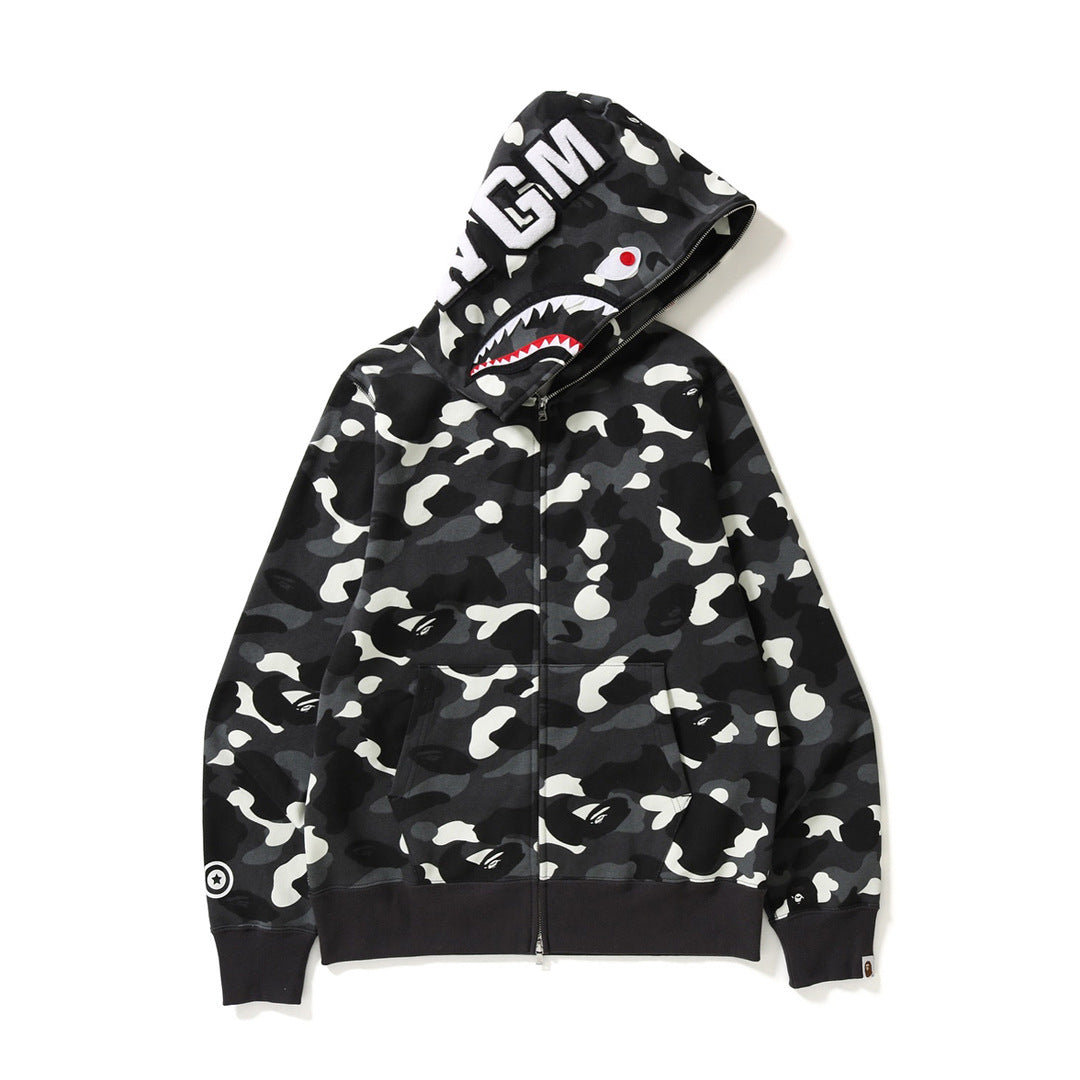 Bp5012 BAPE classic multi-color embroidery hooded cardigan