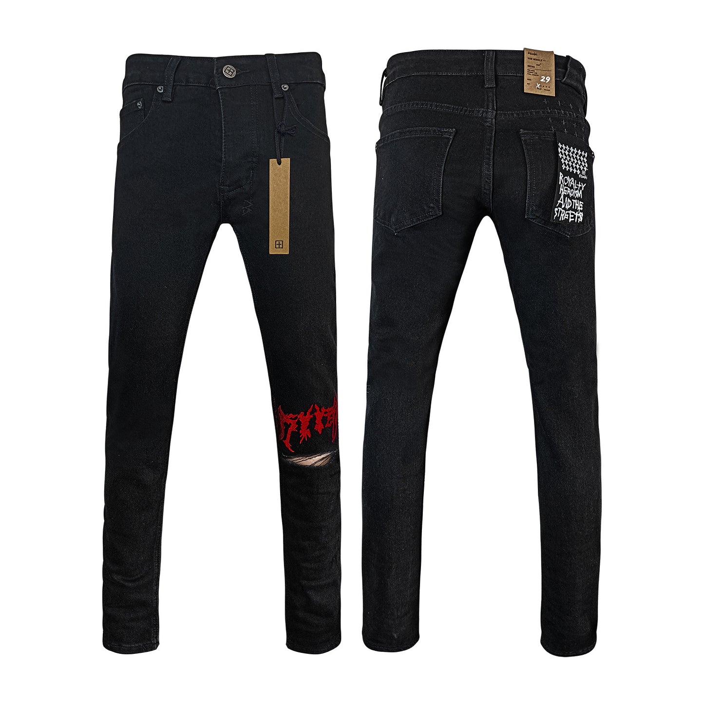 KSB901 Jeans straight-leg Ripped Stretch American High Street Casual Men's Jeans