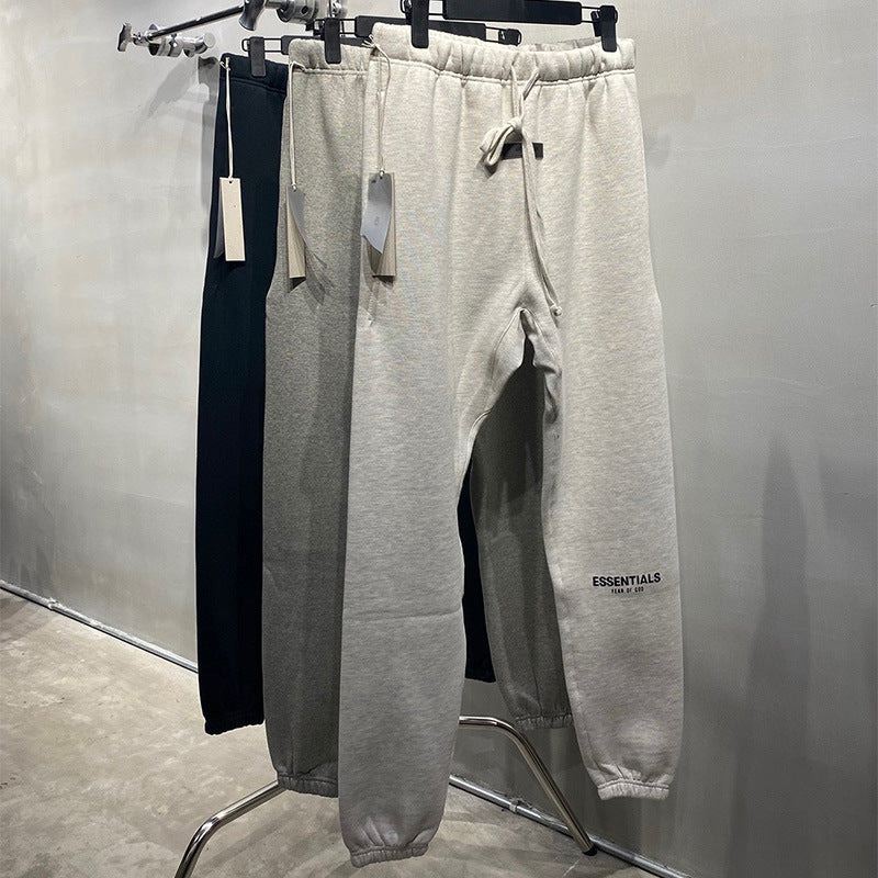 SS22 Top ESS **Fog Ankle-Tied Flocking Fear of God Essentials Sweatpants