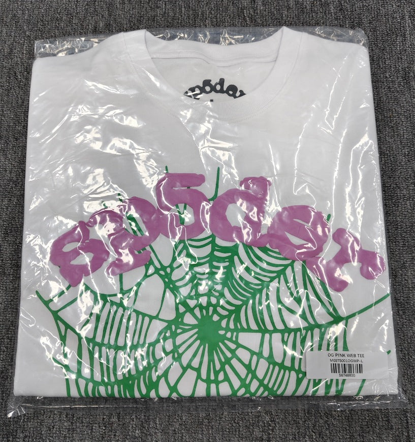 SP4001 sp5der T-shirt Letter Spider Web Short Sleeve Men's T-shirt