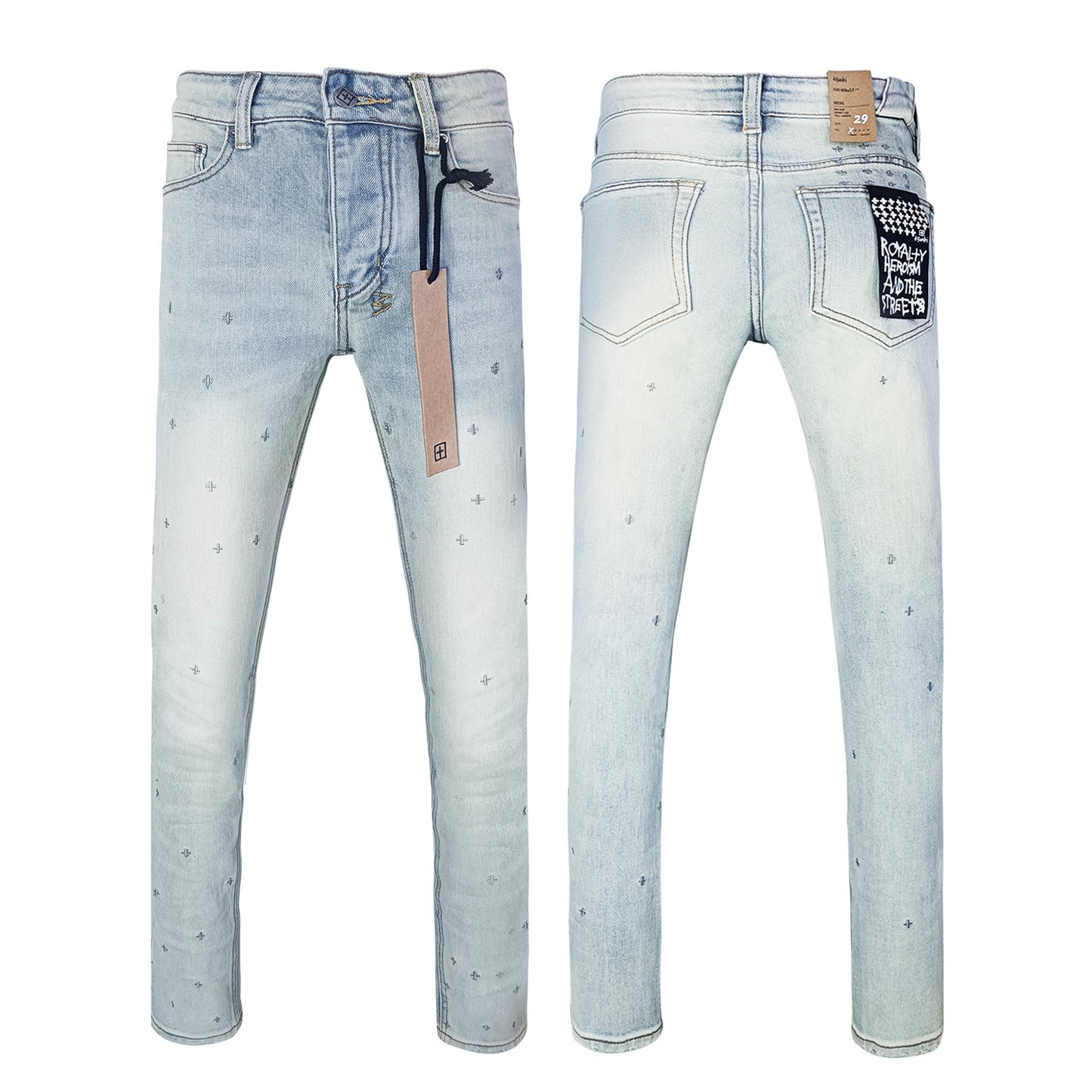 KSB901 Jeans straight-leg Ripped Stretch American High Street Casual Men's Jeans