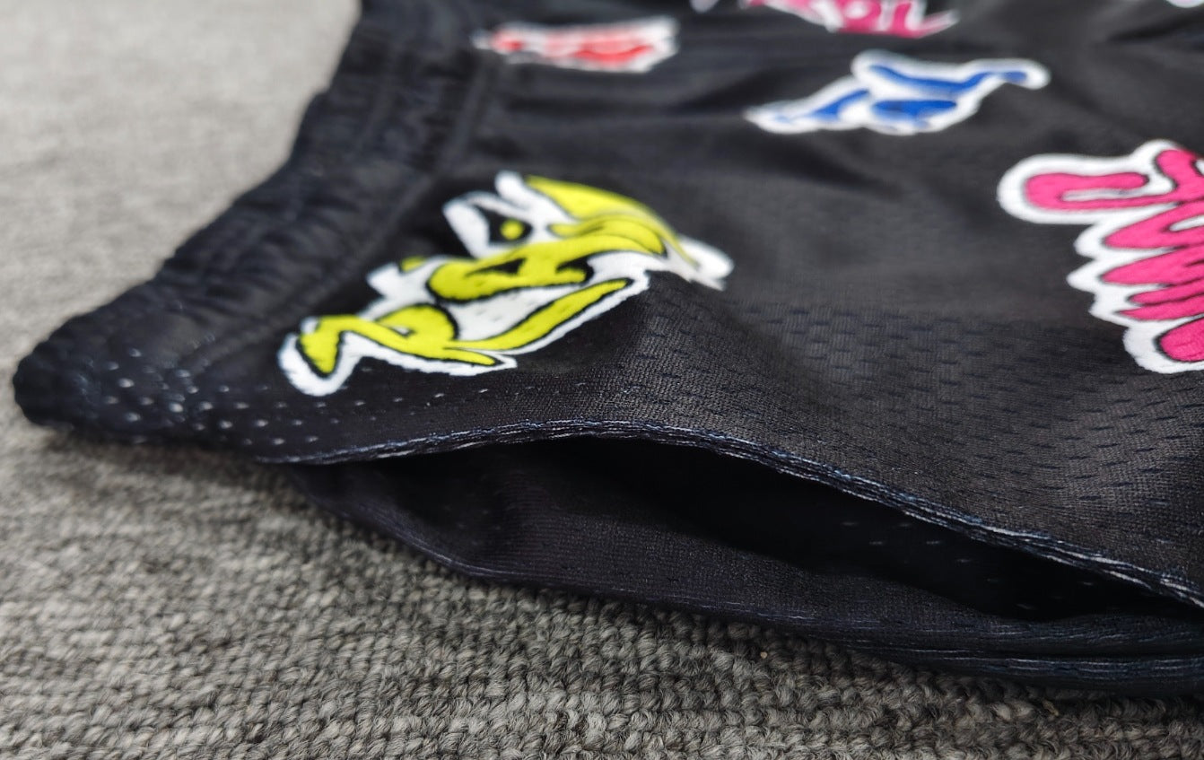 Eric Emanuel Black Graffiti Mesh Sports Shorts for Men