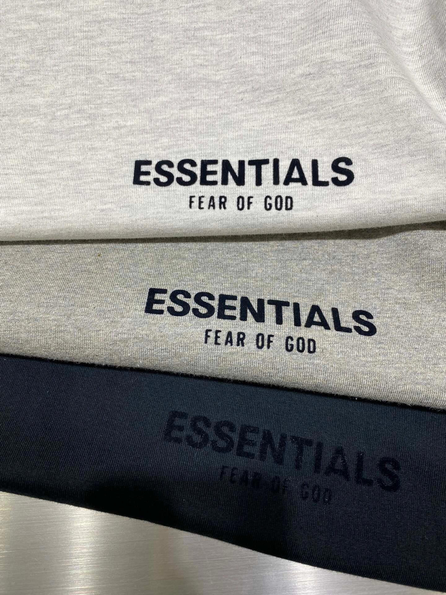 Top Ess** Flocking Letter Crew Neck 100% Cotton Long Sleeve T-shirt Fog Men and Women