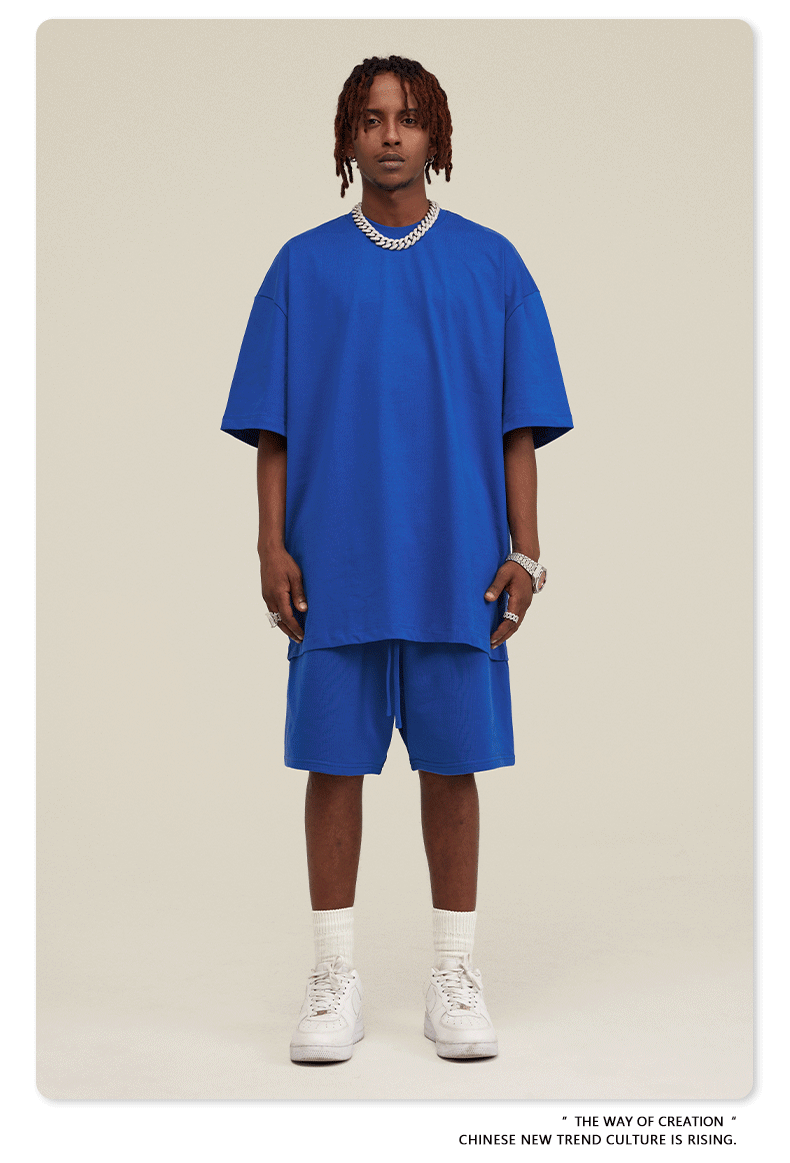 Be Men's 2024 Spring and Summer 305G Heavy T-shirt Men's American Cotton Fashion Brand Solid Color Short Sleeve Teen T-shirt