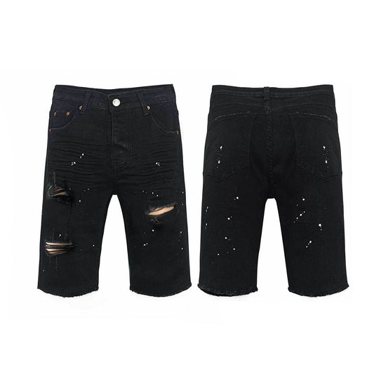 Purple Jeans Men's Ripped Denim Shorts Five-Point Pants