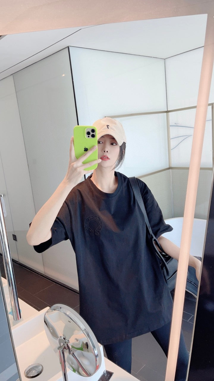 Chrome Hearts Embroidery Hollow Cross Double Yarn Short Sleeve T-shirt