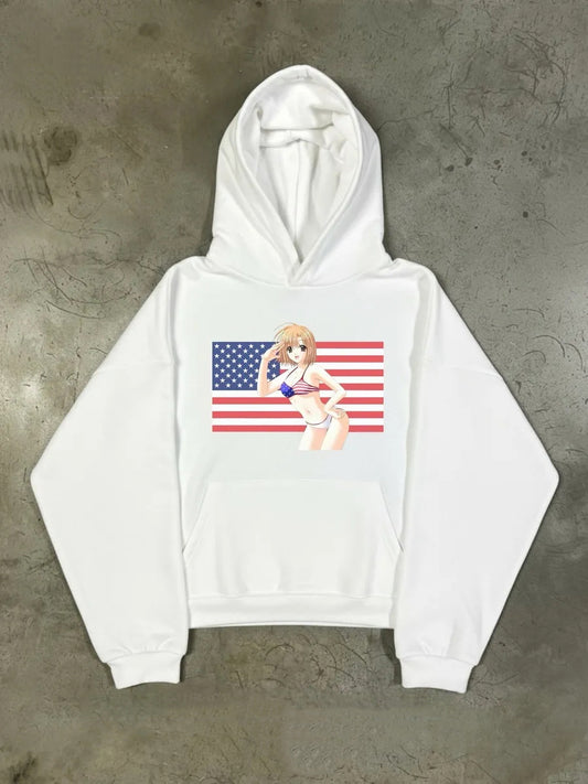 Dark Y2K Goth Streetwear Full Zip Hoodie Heavyweight Cotton Zip Up Sweat Unisex