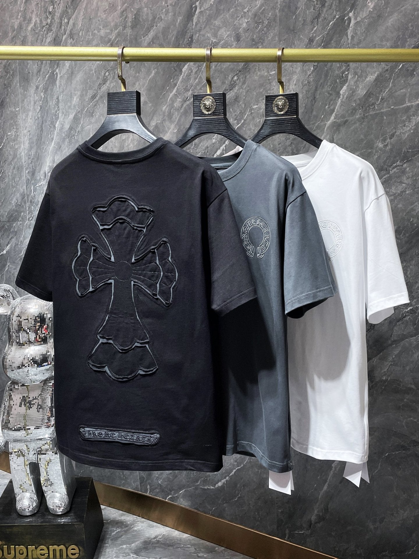 Chrome Hearts Embroidery Hollow Cross Double Yarn Short Sleeve T-shirt