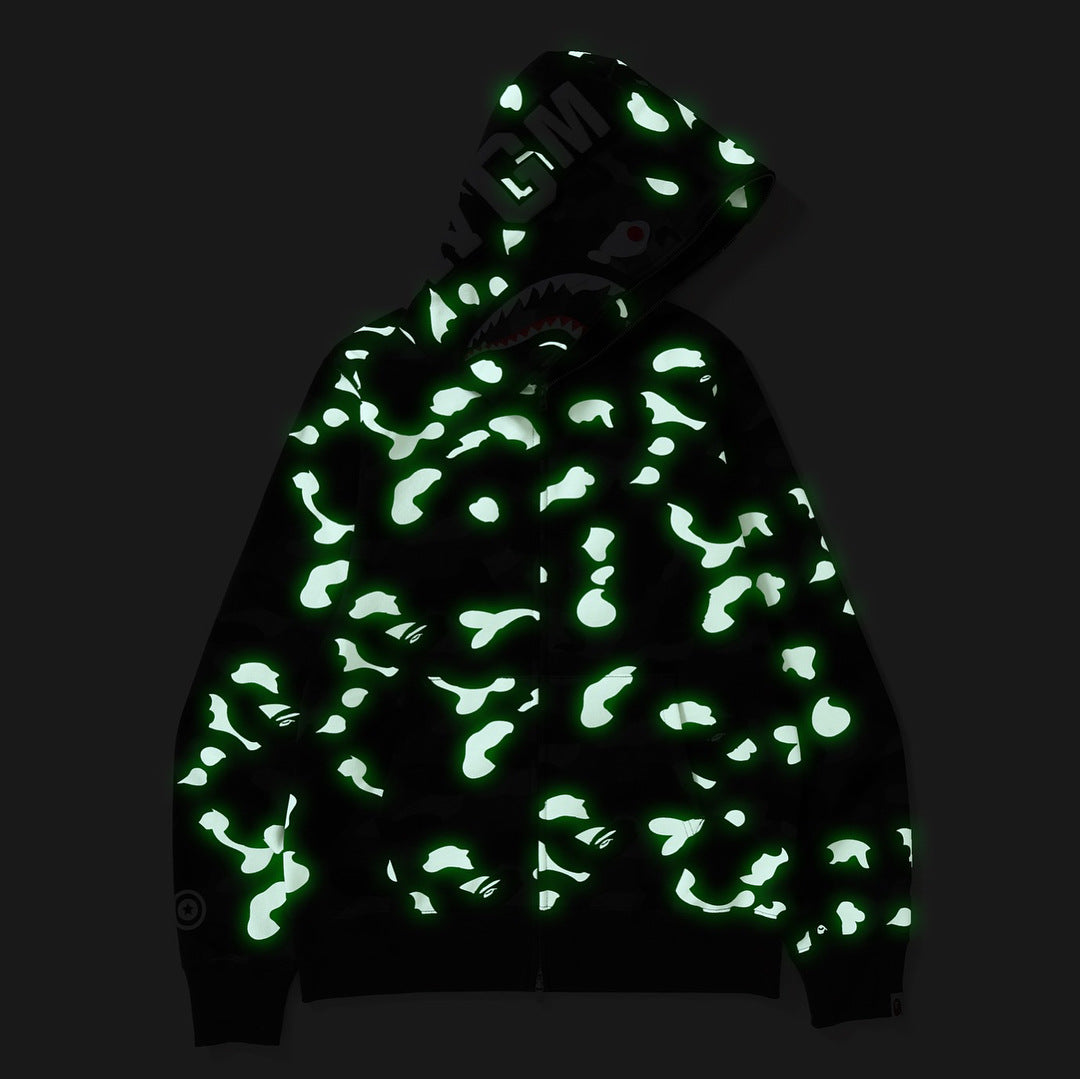 Bp5012 BAPE classic multi-color embroidery hooded cardigan