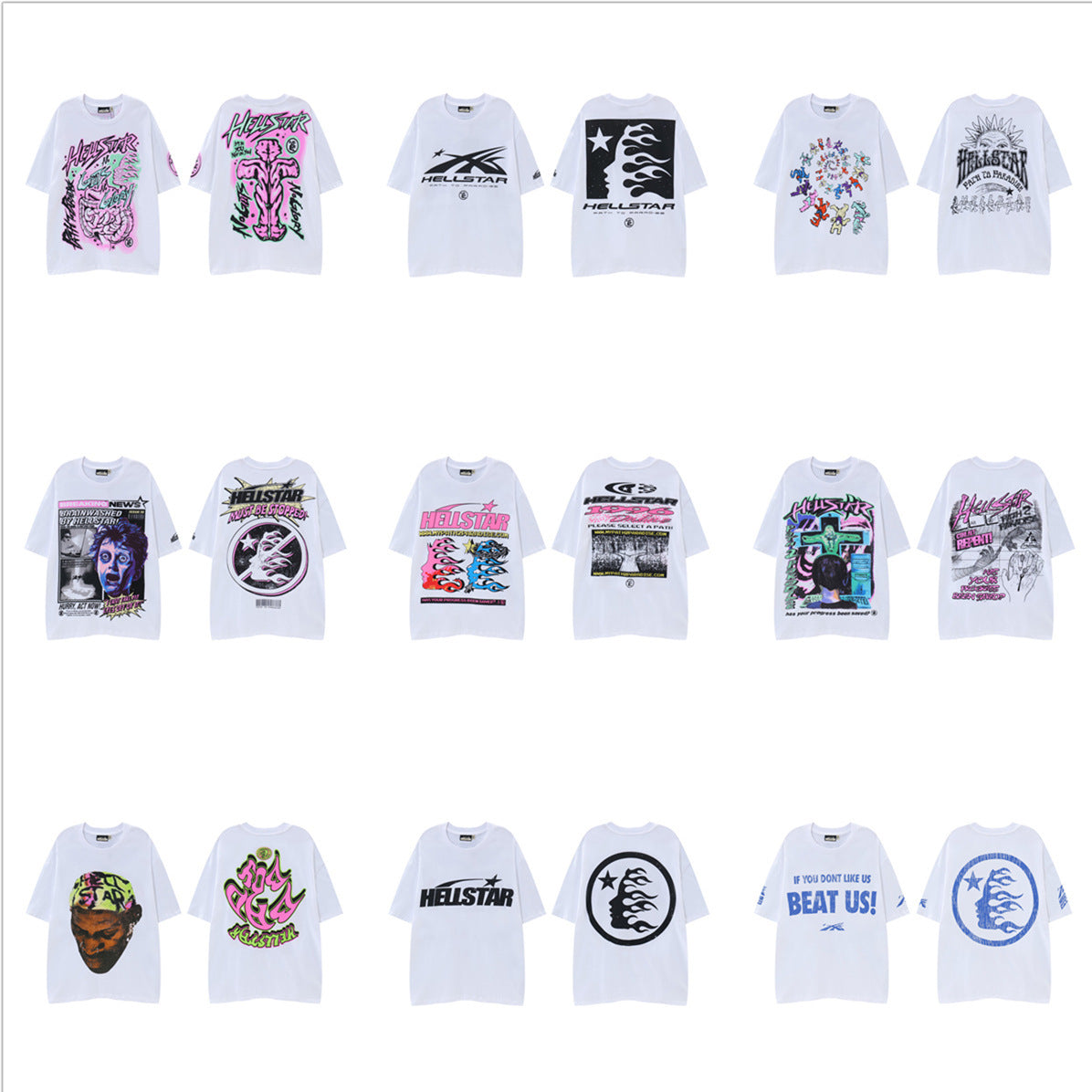 HS6008 High Street Hellstar Retro 100% Cotton Loose Short Sleeve T-shirt for Men and Women