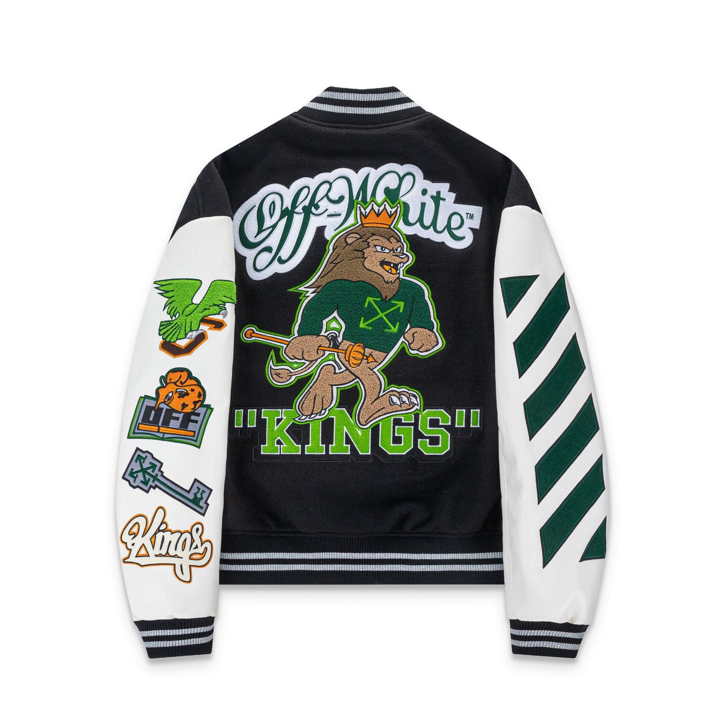 Off-White Patchwork Baseball Jacket Unisex Youth Street Fashion Jacket Coat