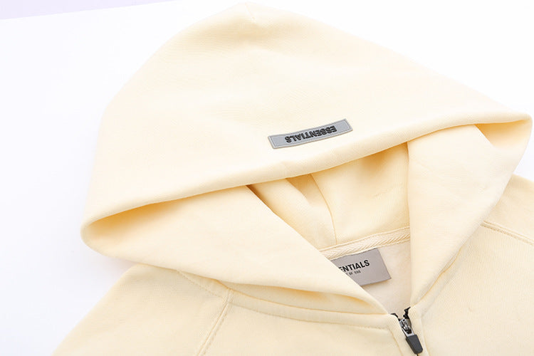 ESS Silicone Letter Zipper Fleece-lined100% Cotton Hooded Sweater