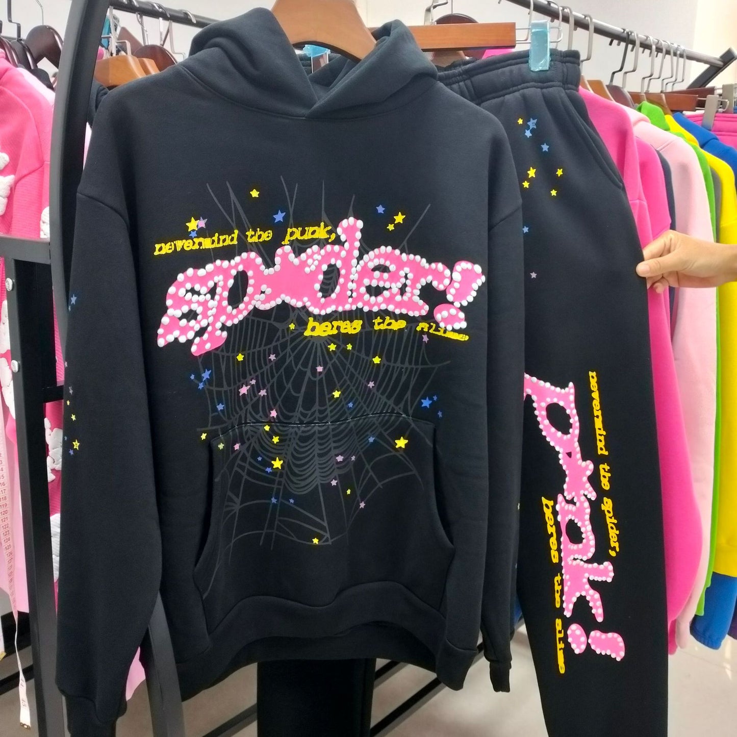 顶级 430gsm Sp5der 连帽衫 100% 纯棉男女连帽衫