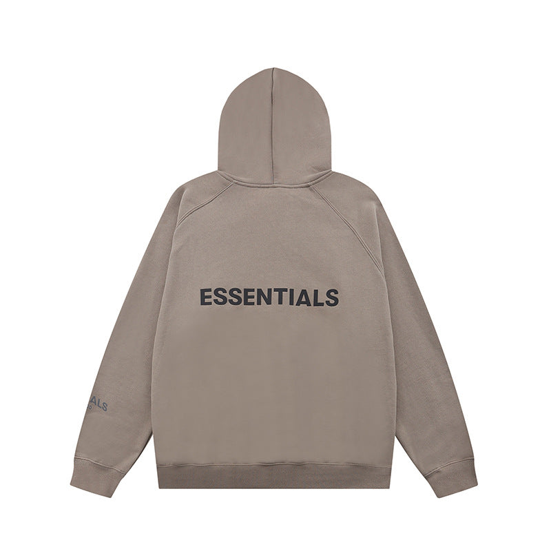 ESS Silicone Letter Zipper Fleece-lined100% Cotton Hooded Sweater