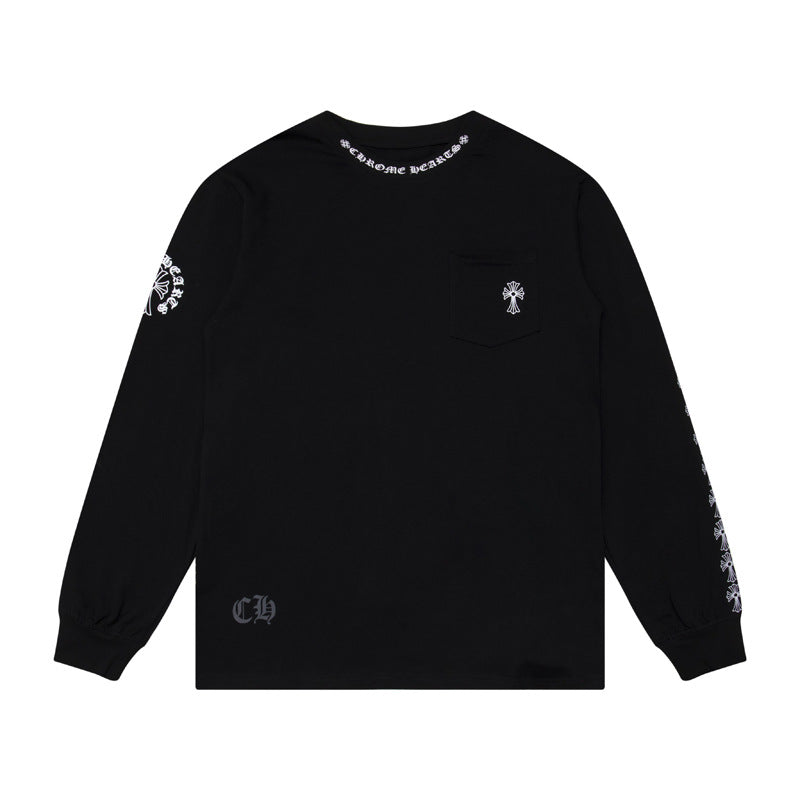 Chrome Hearts Double Yarn Pure Cotton Unisex Printed Long Sleeve T-Shirt