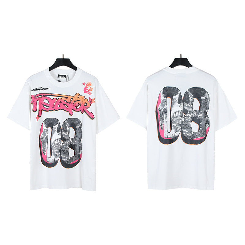 HS6008 High Street Hellstar Retro 100% Cotton Loose Short Sleeve T-shirt for Men and Women