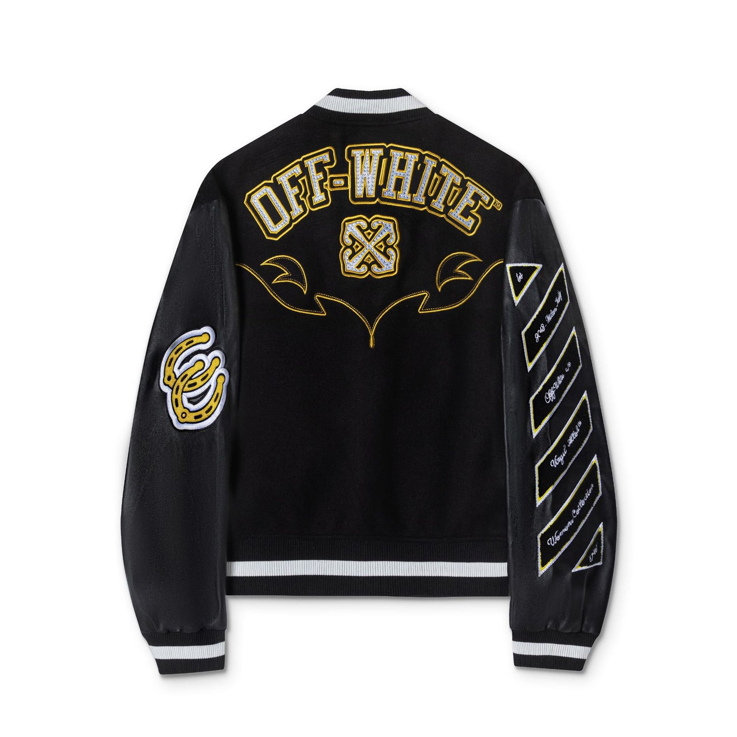 Off-White Patchwork Baseball Jacket Unisex Youth Street Fashion Jacket Coat