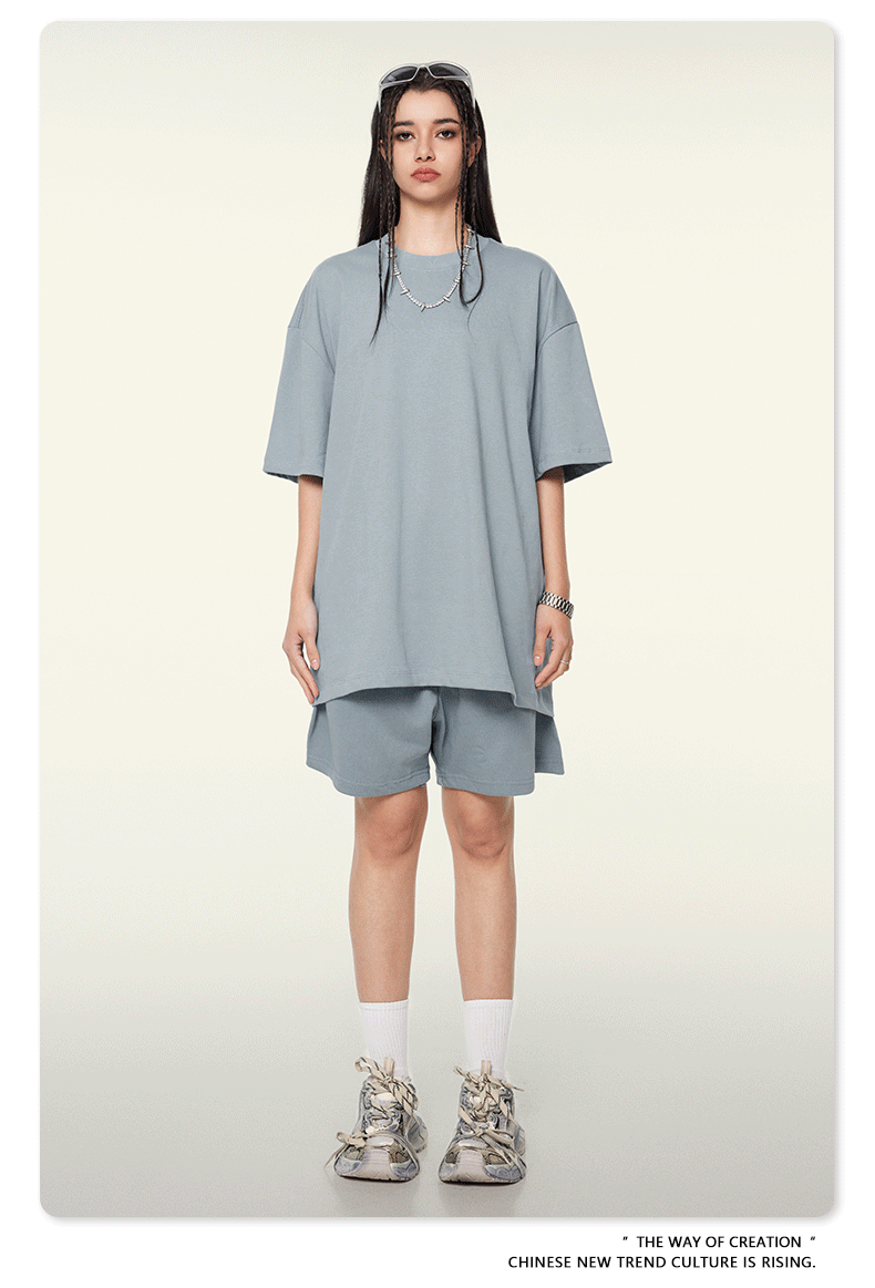 Be Men's 2024 Spring and Summer 305G Heavy T-shirt Men's American Cotton Fashion Brand Solid Color Short Sleeve Teen T-shirt