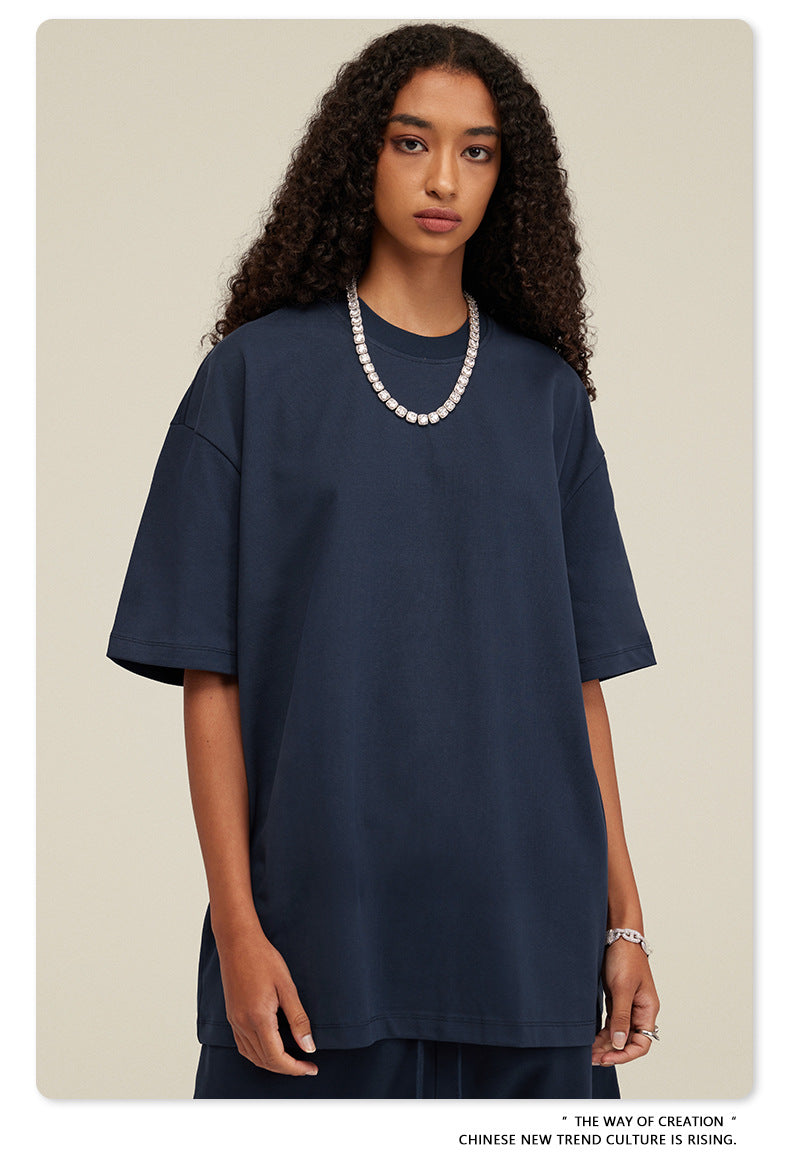 Be Men's 2024 Spring and Summer 305G Heavy T-shirt Men's American Cotton Fashion Brand Solid Color Short Sleeve Teen T-shirt