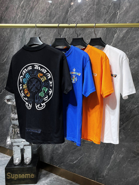 Chrome Hearts Cross Patch Color Print Short Sleeve Double Yarn T-Shirt