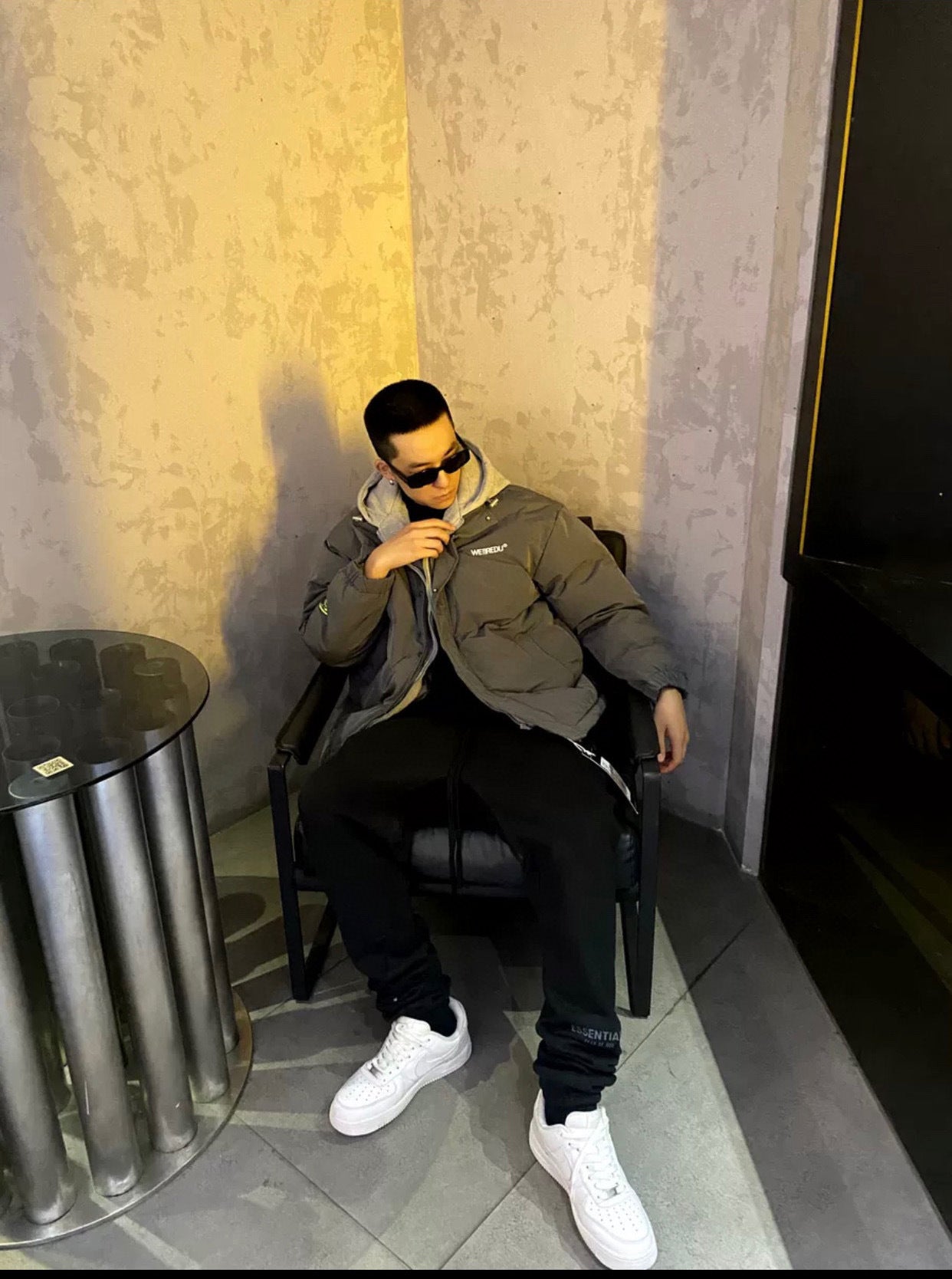 SS22 Top ESS **Fog Ankle-Tied Flocking Fear of God Essentials Sweatpants