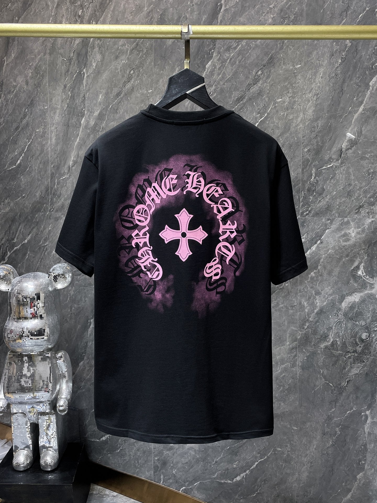 Chrome Hearts T-shirt Horseshoe Sanskrit Cross round Neck Short Sleeve