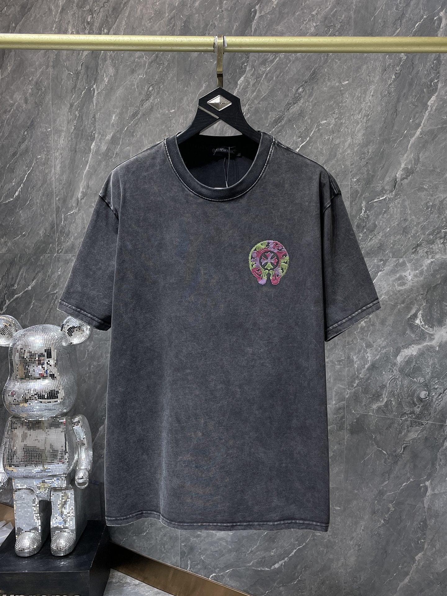 Chrome Hearts T-shirt Horseshoe Sanskrit Cross round Neck Short Sleeve