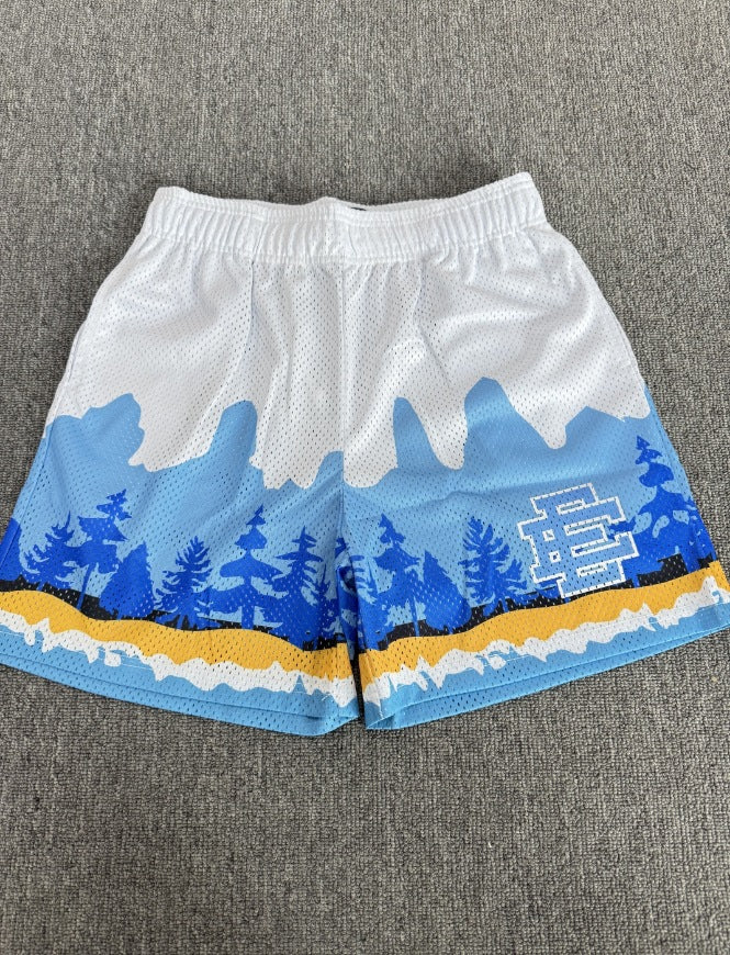 EE3007 Eric Emanuel Quick-Drying Mesh Shorts Men's  Sunrise Oil Painting Style Mesh Sports