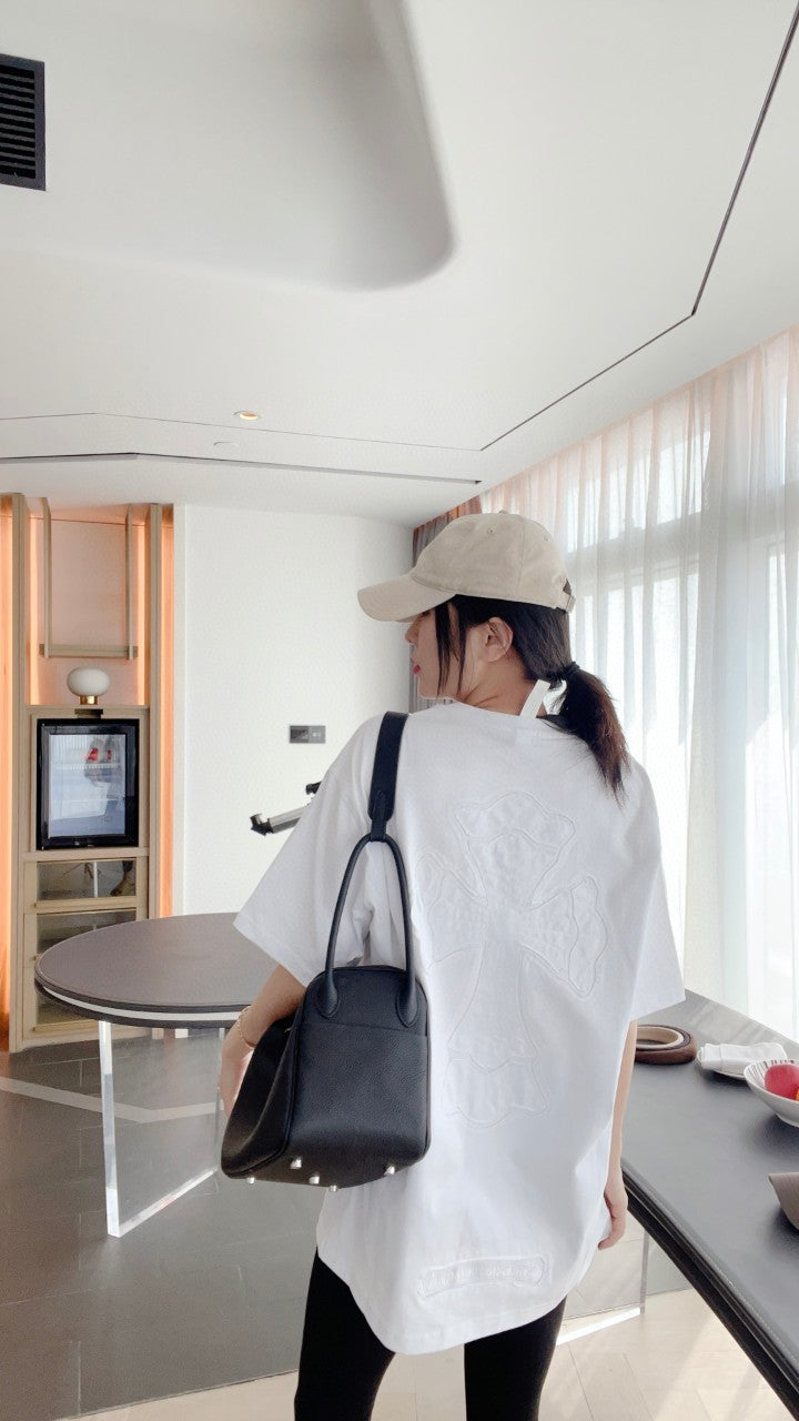 Chrome Hearts Embroidery Hollow Cross Double Yarn Short Sleeve T-shirt