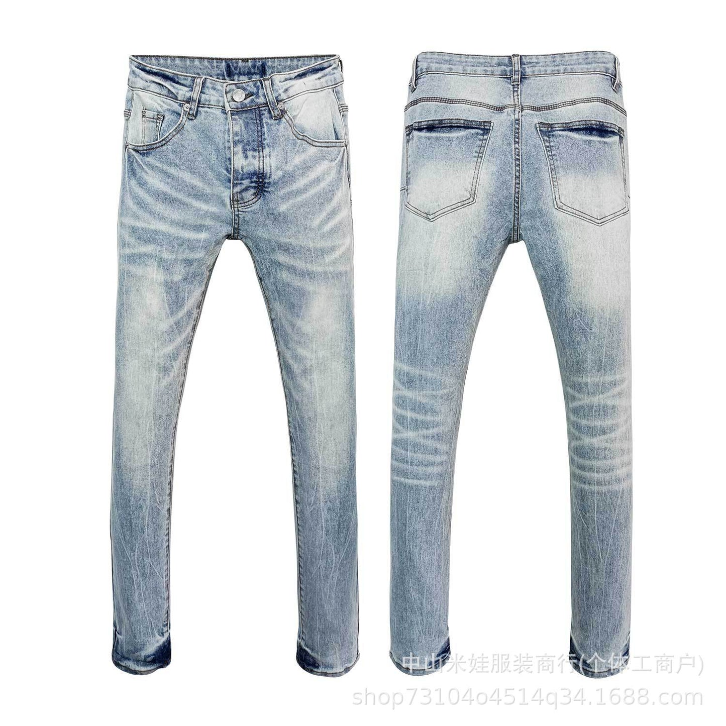 Pp6610 Purple Jeans American Style Hip Hop Ripped Splash-Ink Jeans