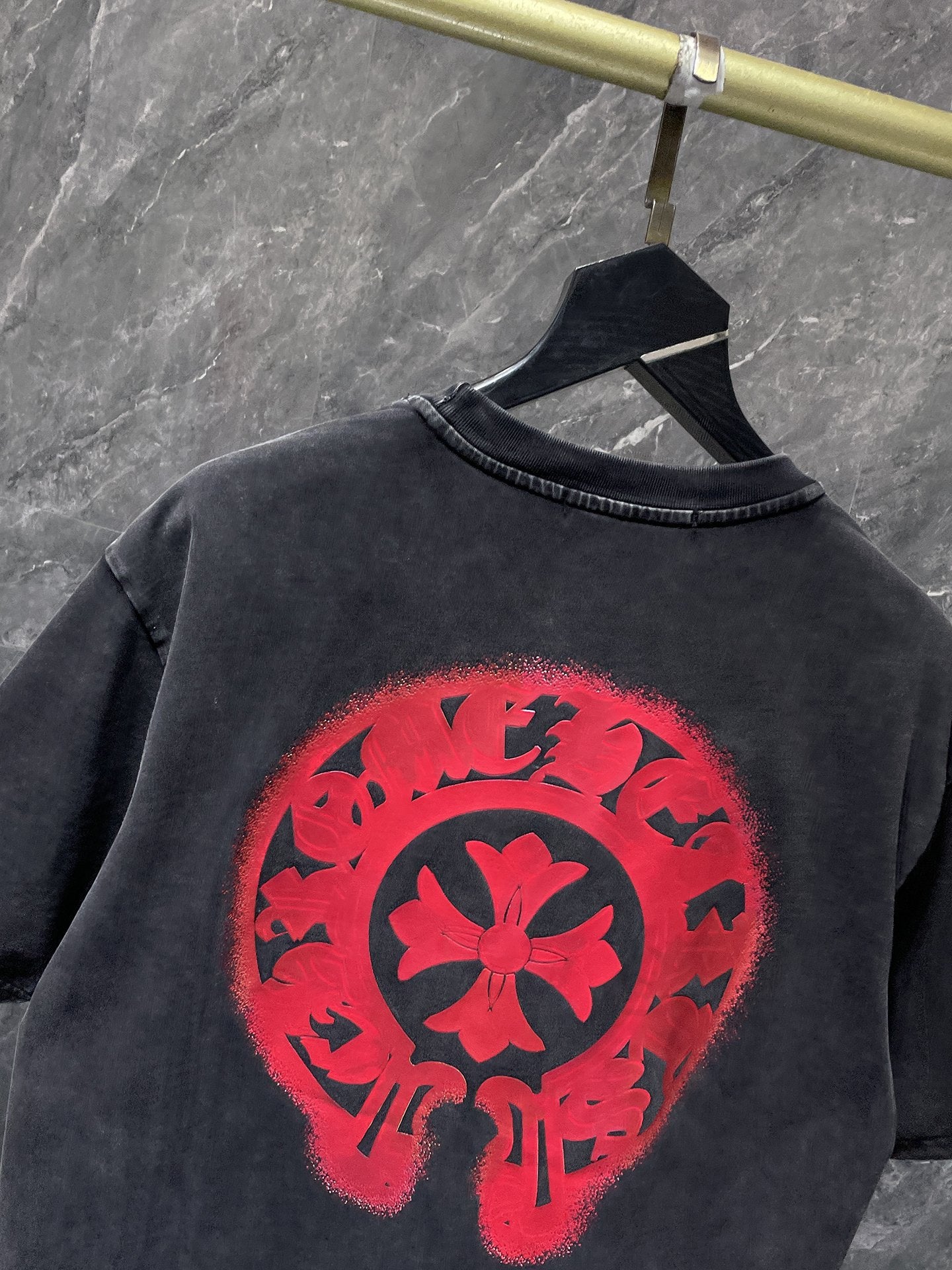 Chrome Hearts T-shirt Horseshoe Sanskrit Cross round Neck Short Sleeve