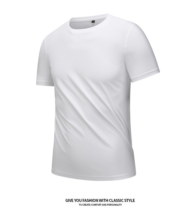 Ice silk short sleeve T T-shirt Men's Summer Loose round Neck Half Sleeve T T Shirt Top Breathable Quick-Drying Exercise Short Sleeves Men's Clothing