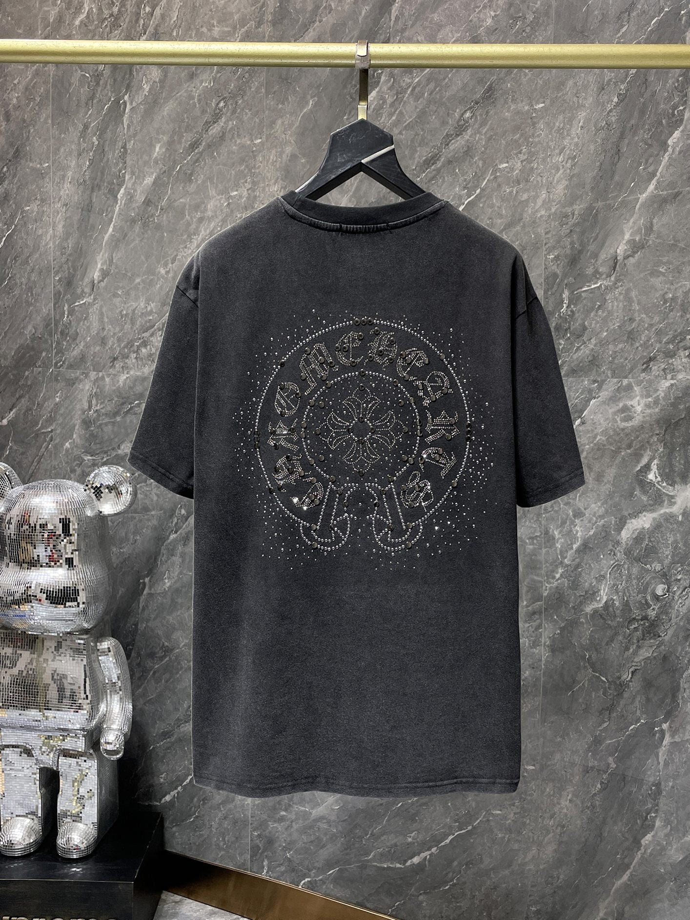 Chrome Hearts T-shirt Horseshoe Sanskrit Cross round Neck Short Sleeve