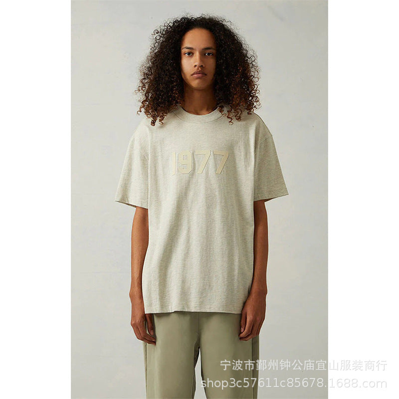 2022SS Short Sleeve T-Shirt 1977 Flocking Print ESSENTIALS Trendy Brand T-Shirt