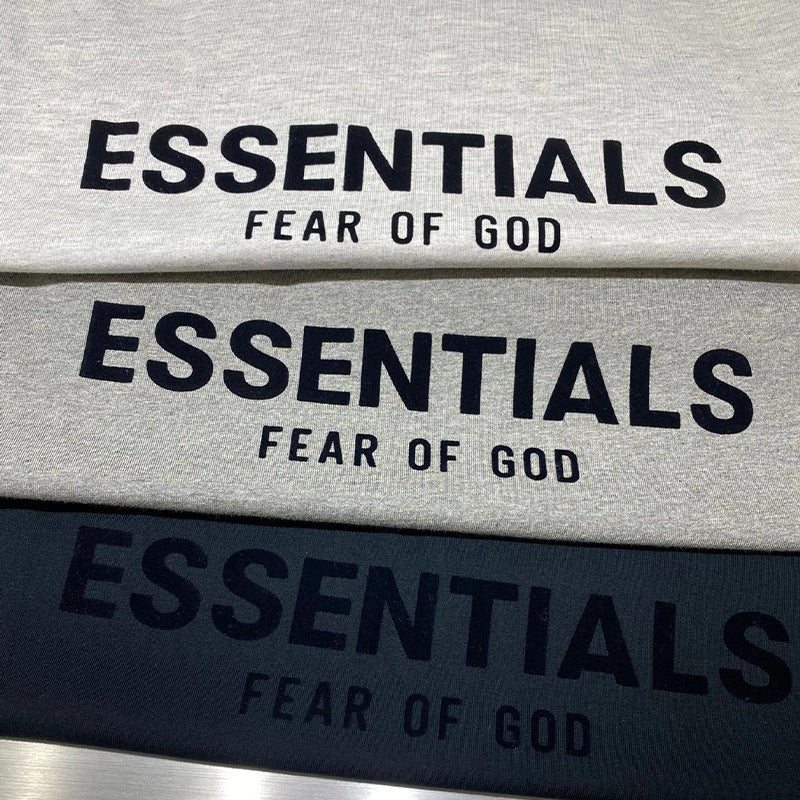 Top Ess** Flocking Letter Crew Neck 100% Cotton Long Sleeve T-shirt Fog Men and Women