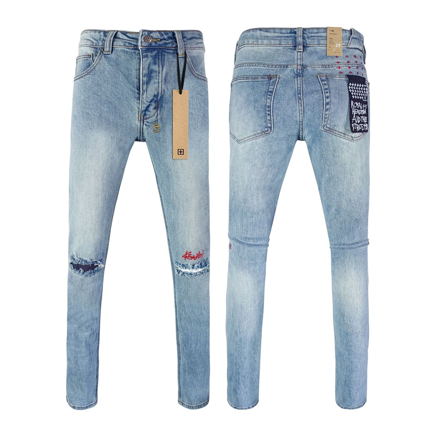 Ksubi001 Jeans Straight Ripped Stretch American High Street Casual Men's Jeans