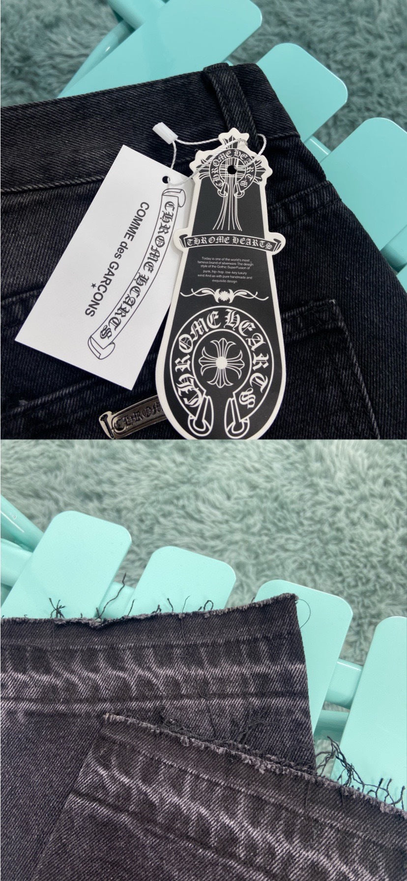 Chrome Hearts Jeans Color Leather Black Washed Jeans