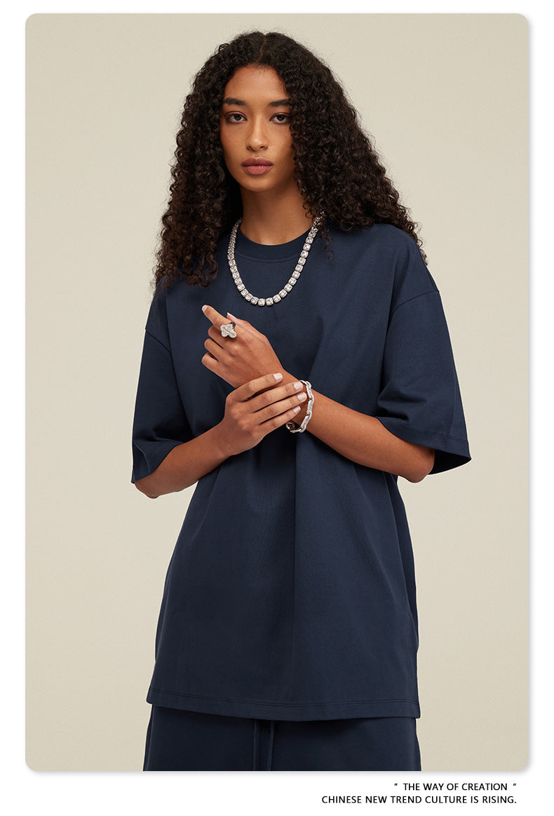 Be Men's 2024 Spring and Summer 305G Heavy T-shirt Men's American Cotton Fashion Brand Solid Color Short Sleeve Teen T-shirt