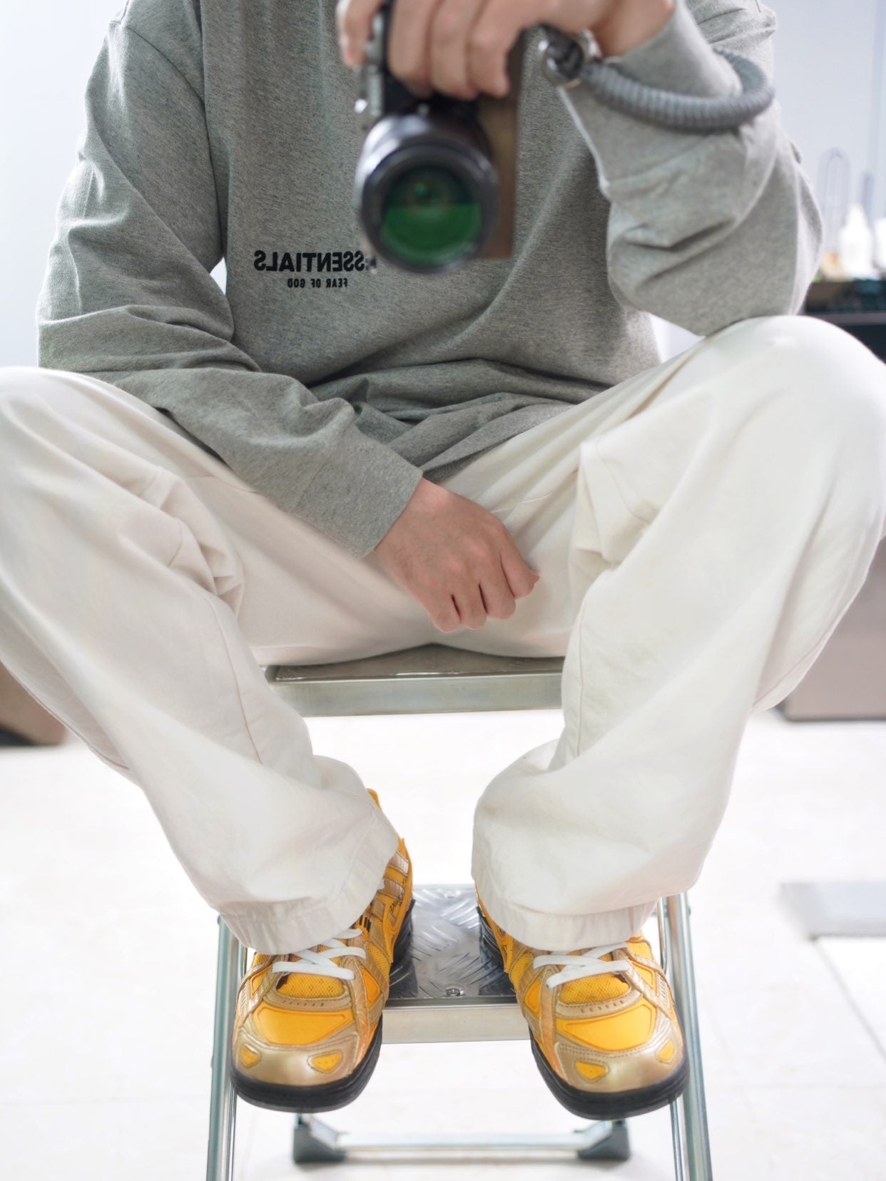 Top Ess** Flocking Letter Crew Neck 100% Cotton Long Sleeve T-shirt Fog Men and Women